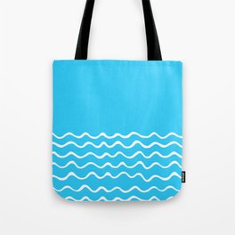 Simple aqua and white handrawn waves 1 - for your summer Tote Bag