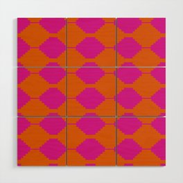 Ethnic Kilim Pattern in Tropical Orange and Pink Wood Wall Art