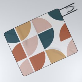 Mid Century Circles Picnic Blanket | Graphicdesign, Burntorange, Geometricposter, Blush, Minimal, Abstract, Circles, Modern, Beige, Shapes 