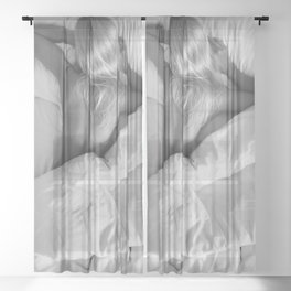 Elegant sleeping blond nude in bed female black and white art photograph - photography - photographs Sheer Curtain