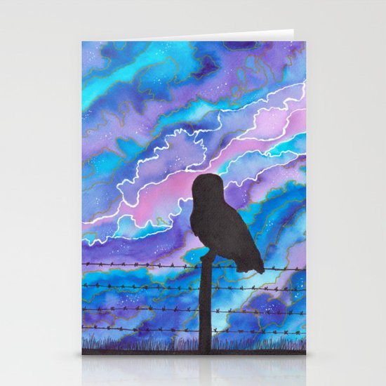 Galaxy Owl Stationery Cards