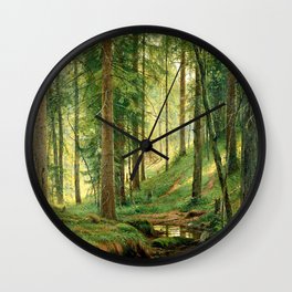 Ivan Shishkin "Stream in the Forest (On the Hillside)" Wall Clock