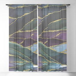 Space Night Marble Landscape Sheer Curtain