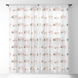 Bison And Baby (Graze) Sheer Curtain