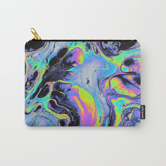 Psychedelic Blacken Multicolored Liquid Marble Pattern - Gift for Melodic Art Lovers Carry-All Pouch