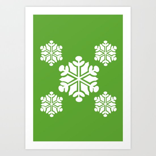 Green Snowflakes Art Print