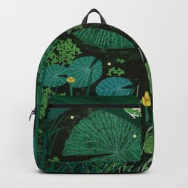 Frog Pond Backpack | Leaf, Pop Art, Nature, Pattern, Amphibians, Rose, Illustration, Moon, Leaves, Waterlily 