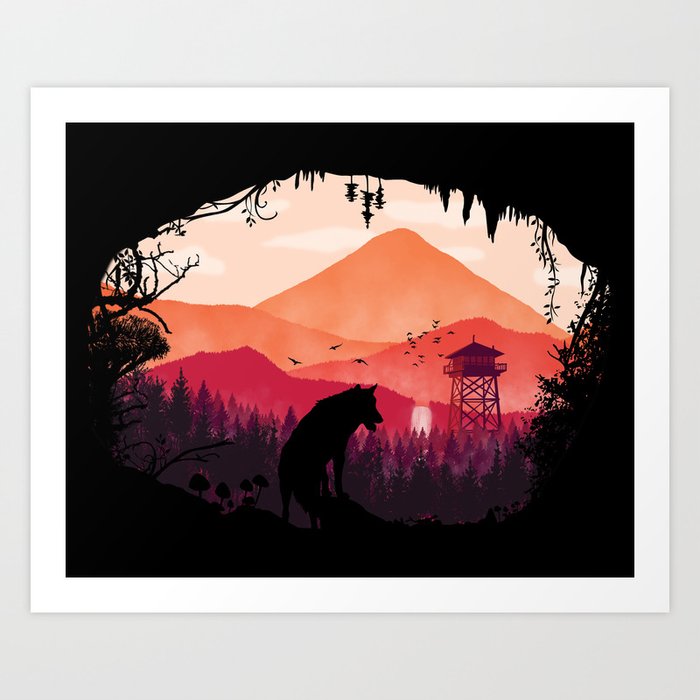 Lonely Wolf in The Cave Art Print