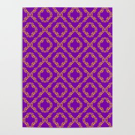 Purple & Gold Geometric Textile Pattern Poster