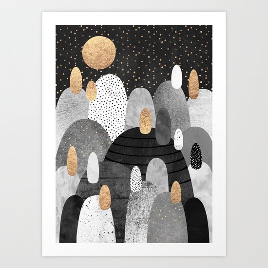 Little Land of Pebbles / Night Art Print