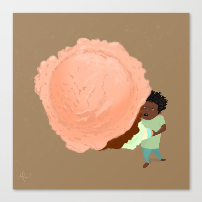Kid with giant ice cream cone Canvas Print