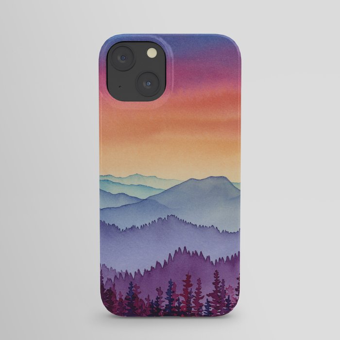 Beauty of the Earth Colorful Watercolor Layered Mountains iPhone Case