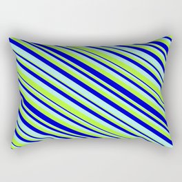 [ Thumbnail: Turquoise, Light Green, and Blue Colored Stripes Pattern Rectangular Pillow ]
