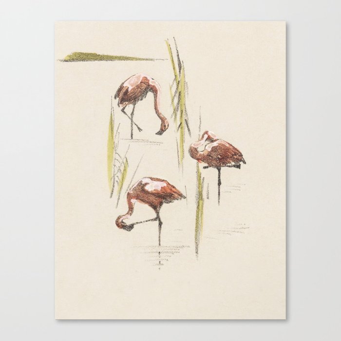 Flamingos Art Nouveau Canvas Print