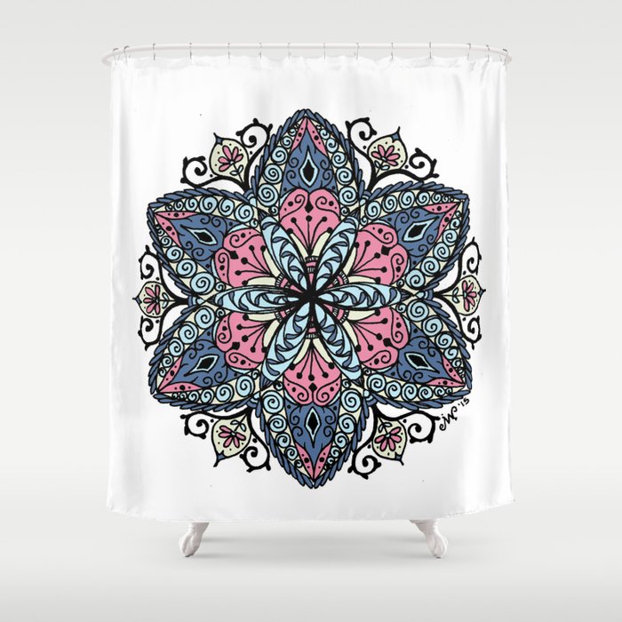 Mandala pink and blue Shower Curtain