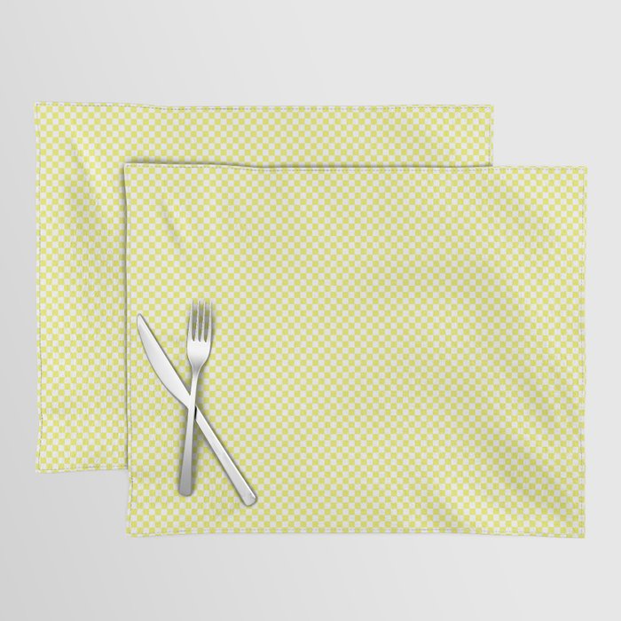 Pastel Limelight Yellow and White Mini Check 2018 Color Trends Placemat