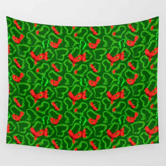 Green Red Love Wall Tapestry