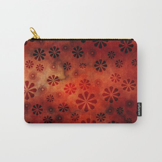 Burnt Orange Flowers Pattern Carry-All Pouch