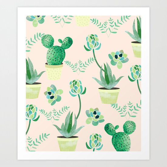 Cacti Pattern #society6 #decor #buyart Art Print