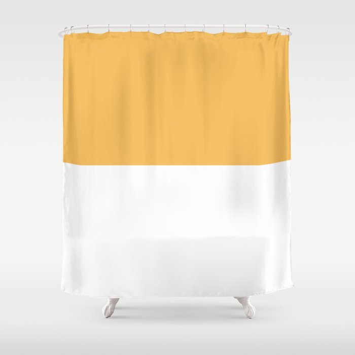 Orange And White Split in Horizontal Halves Shower Curtain