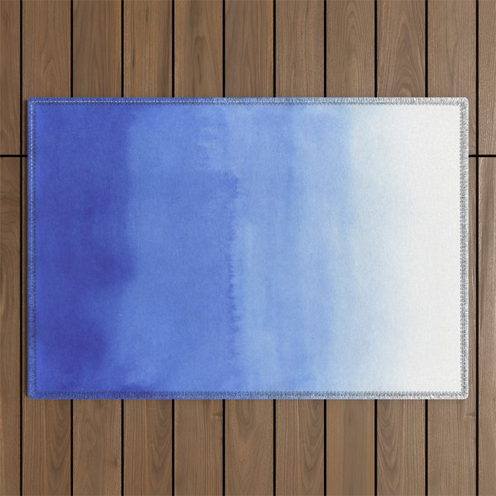 Blue Watercolor Design Outdoor Rug