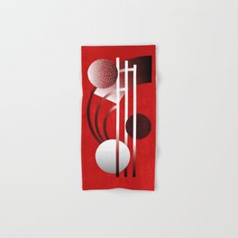 Mid Century Modern Abstract // Red, Black and White // Watercolor Texture Hand & Bath Towel