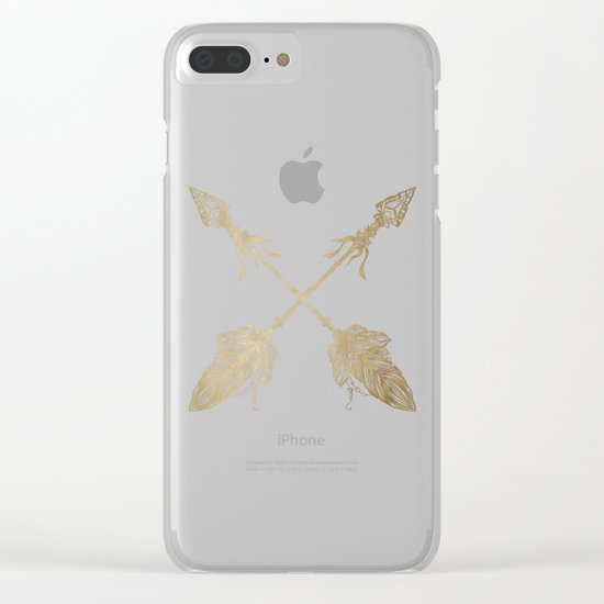 Tribal Arrows Gold on Paper Clear iPhone Case