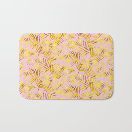 Palm Leaves_Gold and Rose Quartz Bath Mat