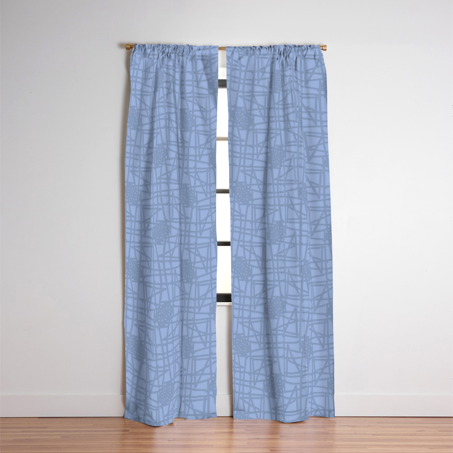 Dusty Blue Scribble Knots Pattern Blackout Curtain By