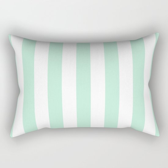 Mint green and White stripes-vertical Rectangular Pillow
