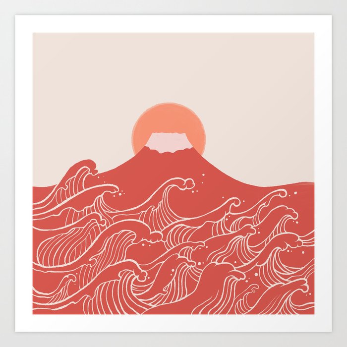 2021 the great wave ocean Mount Fuji 01 Art Print