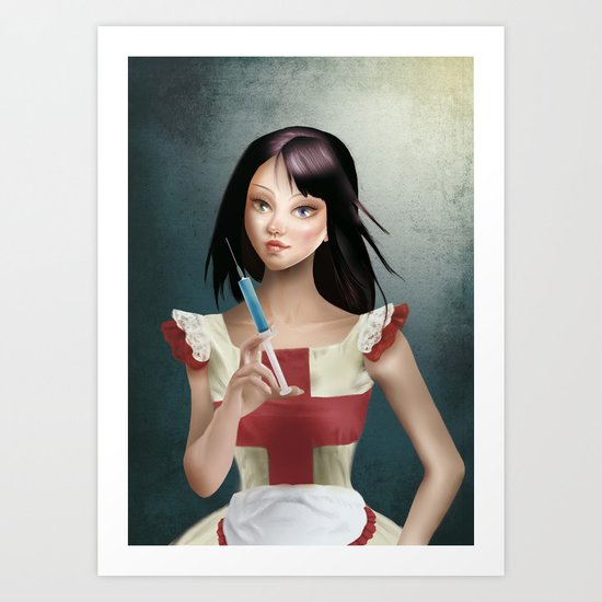 Evelyn - Cameo Portrait Art Print