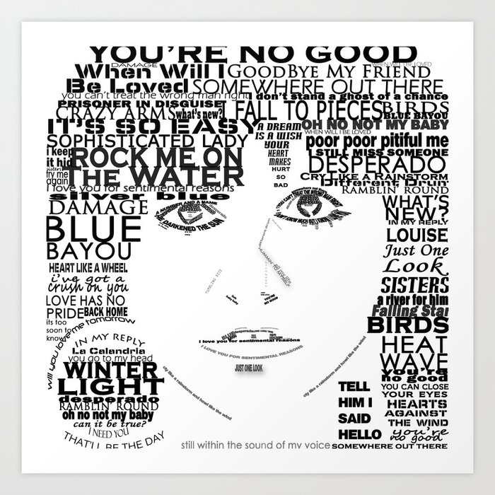 Linda Ronstadt "Song Titles" Word Art Art Print