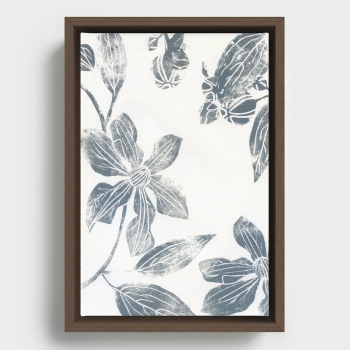 Silver clematis Framed Canvas