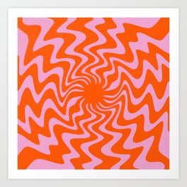 70s Retro Pink Orange Abstract Art Print