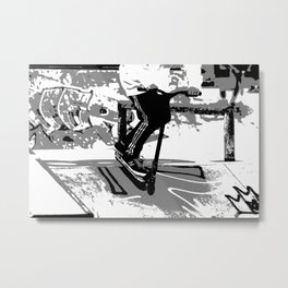 Down the Ramp - Stunt Scooter Rider  Metal Print | Trickscooter, Sports, Scooterrider, Extremesports, Stuntscooter, Kickscooter, Summersport, Graphicdesign, Scooterboy, Skateboardpark 