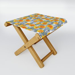 Seamless Yellow Poppy Folding Stool