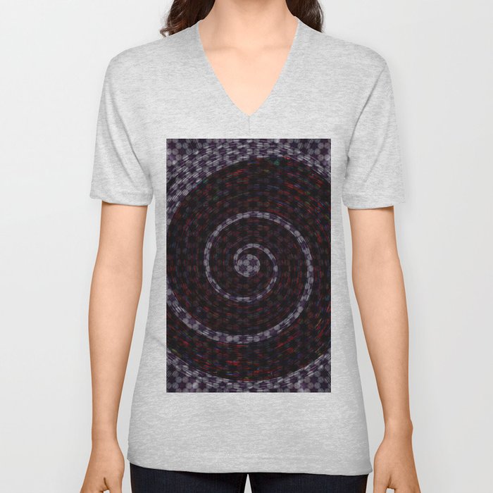 Abstract Vortex Pattern V Neck T Shirt