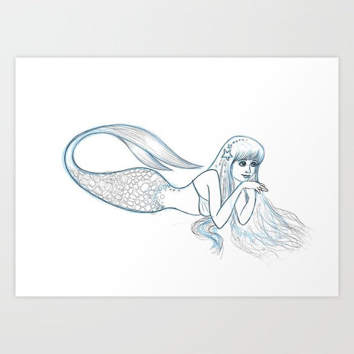 Mermaid Sketch Art Print