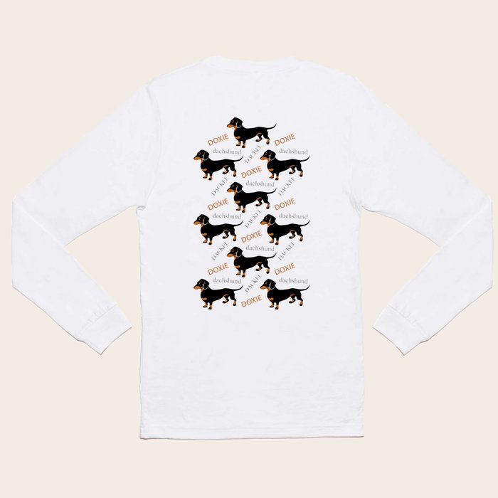 Black Tan Smooth Dachshund Long Sleeve T Shirt by Antique Images Society6