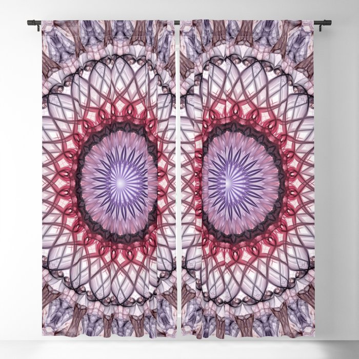 Red and blue mandala Blackout Curtain