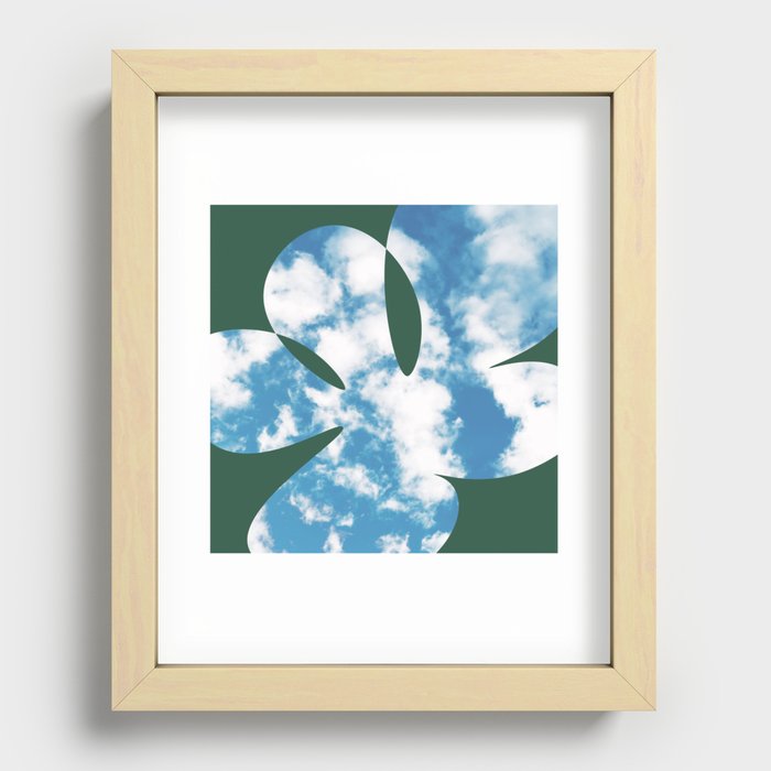 The Sky in Abstract Flower Shape (Deep Green BG) Recessed Framed Print