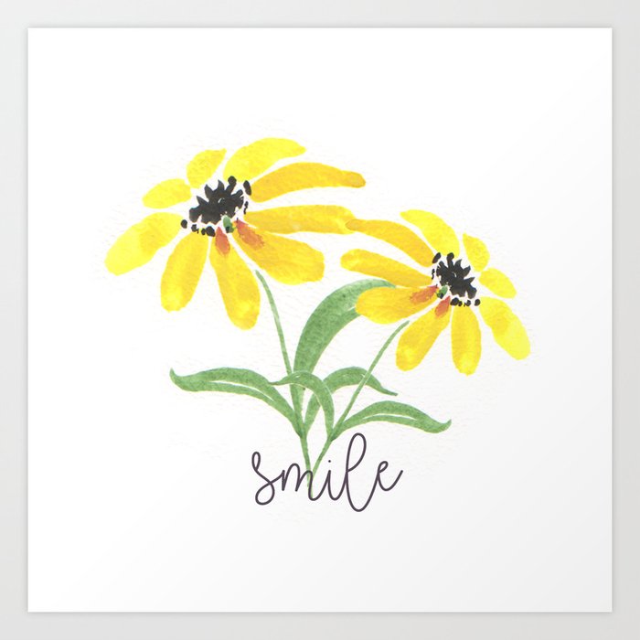 Yellow sunflower smile summer design Art Print