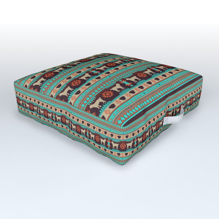 Boho Dogs Pug Sunset Outdoor Floor Cushion By Camillahaggblom