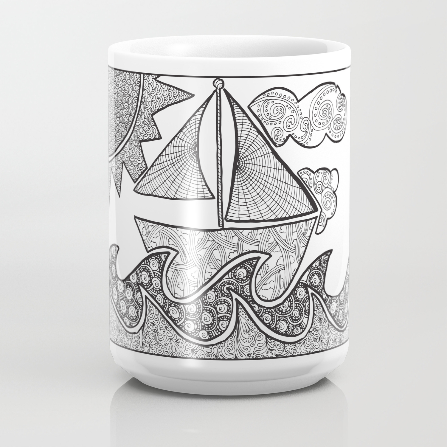 Doodle Boat Coloring Page And Color In Coffee Mug By Momsandcrafters