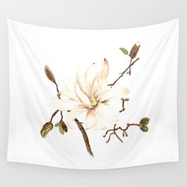 Watercolor Magnolia flower and branches Wall Tapestry