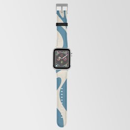 Modern Retro Liquid Swirl Abstract Pattern Vertical in Boho Blue and Beige Apple Watch Band
