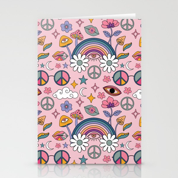 Retro Surreal Psychedelic Mushroom Pattern Stationery Cards