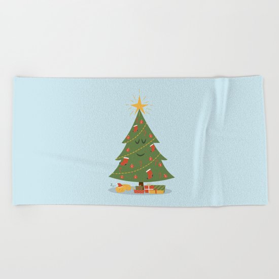 The Tree and the Cat Beach Towel