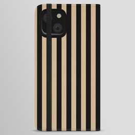 Tan Brown and Black Vertical Stripes iPhone Wallet Case